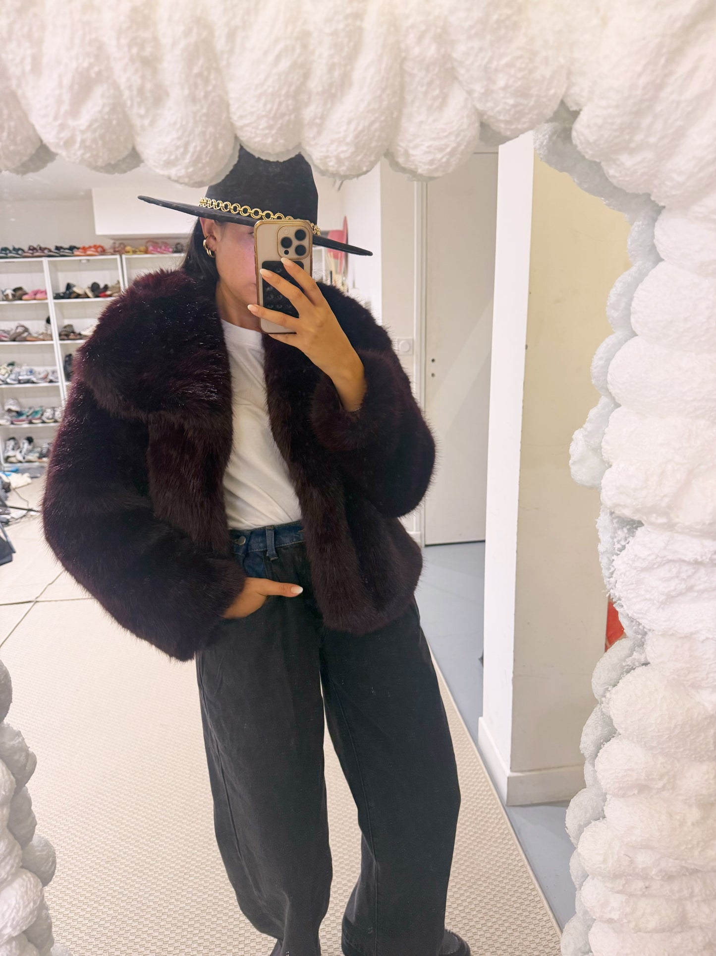 Fourrure Ball bordeaux