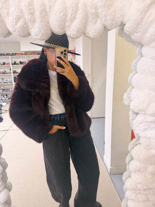 Fourrure Ball bordeaux